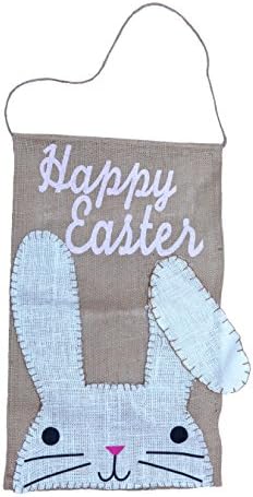 Easter Garden Flag - Easter Bunny Burlap Hanging Door Flag for Garden Decoration 12" x 20"
