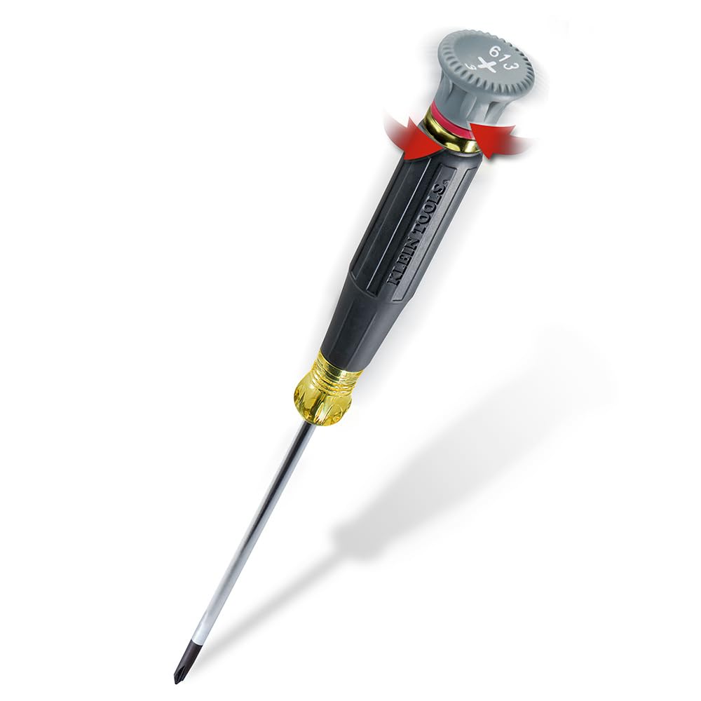Klein Tools 85614 Precision Screwdriver Set, Made in USA, Electronics Slotted and Phillips Screwdrivers with Rotating Caps and Color-Coded Rings, 5-Piece