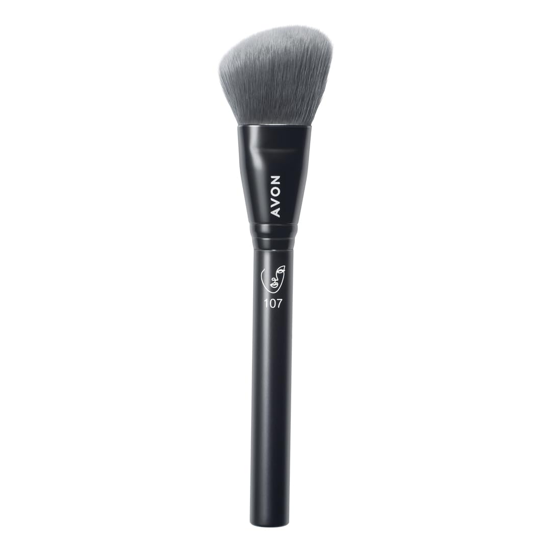 Avon Angled Blush Brush, Make-Up Brush with Densely Packed Fibres for Use with Powder and Cream Blusher, Vegan Friendly with a Handle Made from Recycled Plastic.