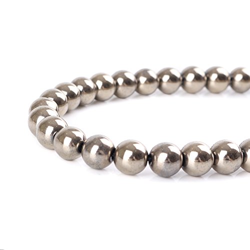 Mallofusa Hematite Gold Plated Natural Loose Beads for Jewelry Making Round Gemstone Beads 8MM