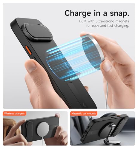SURITCH Magnetic Case Compatible with Google Pixel 10/10 Pro with Camera Cover & Adjustable Metal Kickstand Shockproof Bumper Case Slim Protective Cover for Pixel 10/10 Pro (2025)-Black