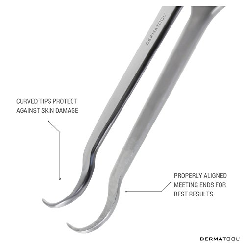 DERMATOOL Premium Blackhead Remover - Dermatologist - Esthetician Comedone, Whitehead, Acne, Blemish, Pimple Popper Extractor Tweezer Treatment for Face, Nose Skin Care with Leather Case - Thumbnail 2