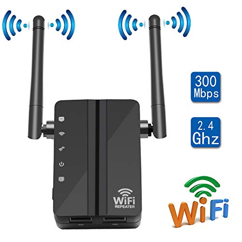 CARANTEE WiFi Range Extender- 300Mbps 1615 sq.ft (40 ft Range) 360 Degree Full Coverage WiFi Repeater, with Dual External Antennas Complies 802.11b/g/n Simple Operation WiFi Extender