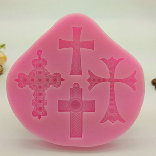 Dsmile 4 Pieces Cross Shape Silicone Pendant with 100 PCS Screw Eye Jewelry Casting Molds Silicone for DIY Jewelry Craft Making