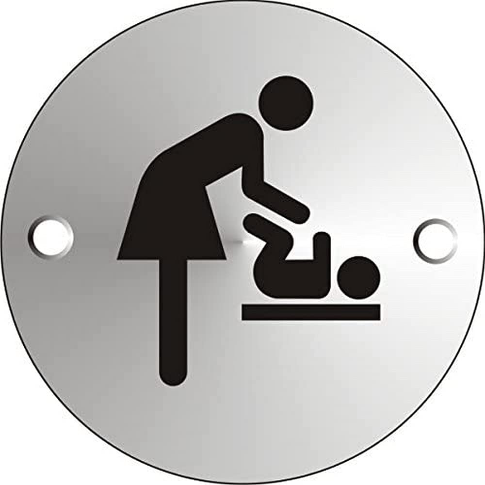 Seco Mother and Baby Pictogram Sign, 72mm Diameter - 1.5mm Satin Anodised Aluminium