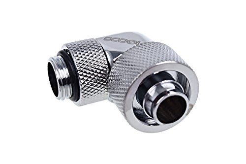 Alphacool Eiszapfen 3/8" ID x 5/8" OD G1/4 90 Rotatable Compression Fitting - Chrome (17237)