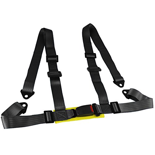 Spec-D Tuning RSB-4PTBLK 1PC Black 4 Point Racing Style Seat Belt Safety Harness 4PT