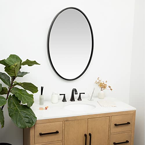 Hamilton Hills 24x36 inch Oval Black Framed Wall Mirror Large Premium Wooden Mirror for Wall