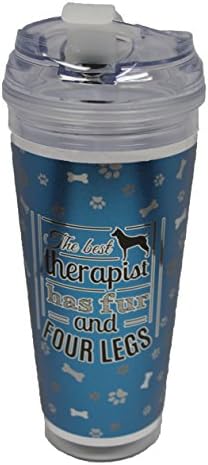 The Best Therapist Has Fur and Four Legs 24 oz Double Wall Acrylic Tumbler with Metallic Graphics