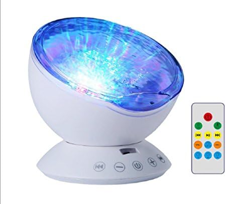 LED Projection Light,Remote Control Ocean Wave Projector Night Lamp with Music Player for Baby Children Nursery Adults Kids Party Christmas Gift(White)
