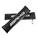 Clavel Autopartes 2pcs Car Seat Belts Covers Padding Carbon Fiber Leather Belt Shoulder Sleeve + 1pc Retractable Badge Reel with Metal Belt Clip (Mercedes AMG)