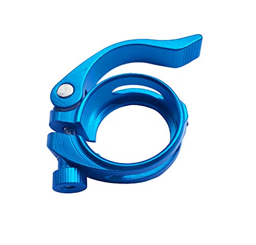 DEERU Aluminum Quick-Release Seat Post Clamp 40mm Bike Seat Clamp Fold Bike Seatpost Clamp, Blue - Thumbnail 4
