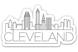 Squiddy Cleveland Ohio City Skyline - Vinyl Sticker Decal for Phone, Laptop, Water Bottle (3" Wide)