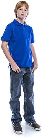 ALL Polo Big Boy's Short Sleeve 3 Button Plain Polo Shirts for Boys, Size 20, Royal