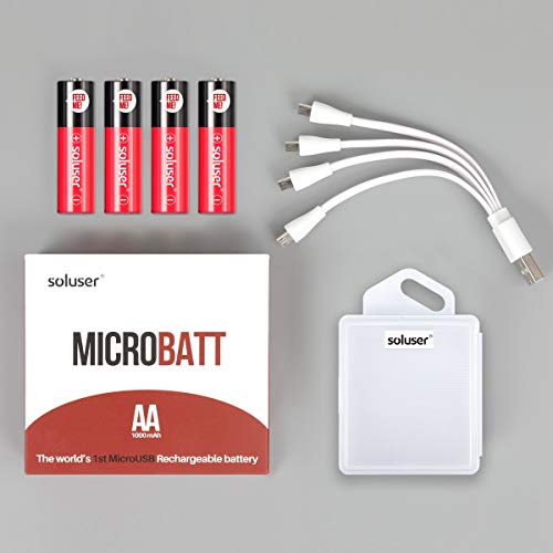 Pile-Ricaricabili-AA-Mini-Stilo-Recharge-Batterie-1000mAh-Soluser-12V-Precaricate-NiMH-1200-Cicli-Protezione-Ambientale-Senza-Effetto-Memoria-confezione-da-4