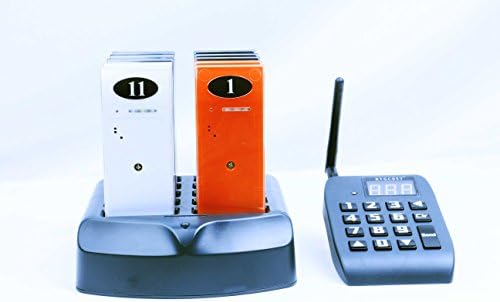 RichestTech 16 Restaurant Call Coaster Pagers (BLACK color) / Guest Waiting Pager / Wireless Paging System With Charging Dock and Transmitter