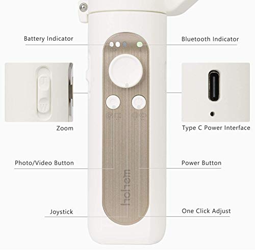 hohem Gimbal Stabilizer for Smartphones, 3 Axis Phone Gimbal with iSteady 3.0 & Face Tracking 3.0 Handheld Portable Gimbal Stabilizer for iPhone & Android, White (iSteady X)
