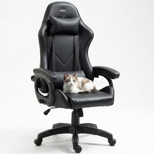 Cadeira Gamer DAZZ X-Rocker Preta, Almofadas Lombar e Cervical, Cadeira de Escritorio Ergonômica com Ajuste de Altura Encosto Reclinável e Mecanismo Borboleta para Jogos Home Office Estudos e Trabalho