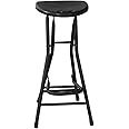 XIZUNRU Folding Stool,Foldable Stools for Adults 28 inch Folding Bar Stool with Handle,Up to 300lbs,Collapsible Heart-Shaped Folding Counter Height Stool Chair for Camping Kitchen, 1 Pack,Black