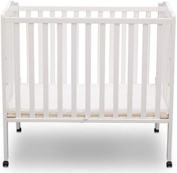 delta children folding portable mini baby crib with mattress