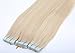 Fabwigs Tape In Human Hair Extensions - 16 Inch/30 Grams 20pcs #60 Platinum Blonde - Silky Straight Skin Weft Human Remy Hair