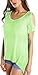 Women's Vogue Shoulder Off Wide Hem Design Top Shirt (L, Candy Green)