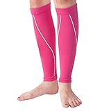 Bitly Calf Compression Sleeve - Leg Compression Socks for Shin Splint, & Calf Pain Relief - Men, Women, and Runners - Calf Guard for Running, Cycling, Maternity, Travel, Nurses (Pink)