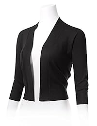 ARC Studio - Cardigans clásicos de manga 3 4 para mujer con abertura frontal recortada (S-XL)