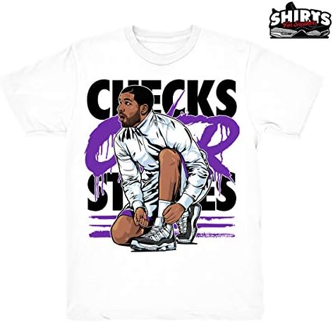 Concord 11 Drake Checks Over Stripes Shirt to Match Jordan 11 Concord Sneakers White t-Shirts