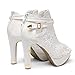 getmorebeauty Women's White Pretty Lace Flowers Open Toes High Heels Ankle Boots 9 US