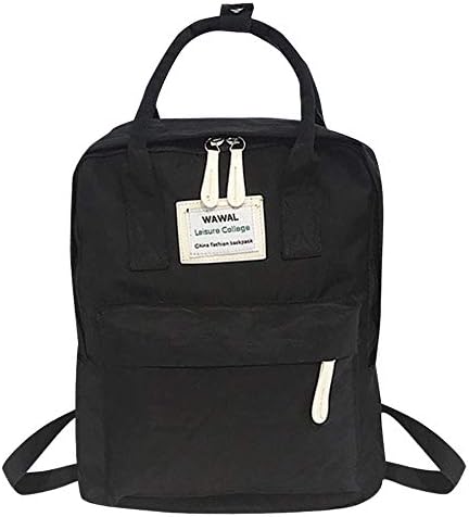 School Bags for Girls UKLoving Casual School Backpack Fashion Leisure College Bags School Supplies School Satchel with Canvas, Color Stitching for School/Travel/Sport - Black