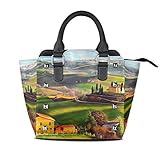 Dragon Sword Country Wooden Cabin Landscape Handbag