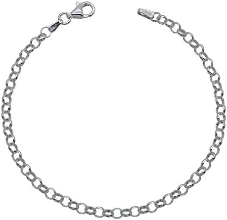 Solid 925 Sterling Silver BELCHER ROLO Chain BRACELET 6.5” 7” 7.5” INCH Length 3.4mm Width High Quality with GIFT BOX