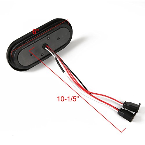 image for CZC AUTO 6'' LED Waterproof Oval Red Trailer Lights Rear Stop Turn Sig
