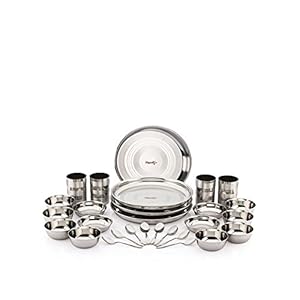 Pigeon Splendid Stainless Steel Lunch Box Set, 28-Pieces, Silver