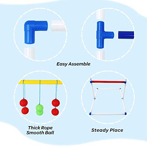 yoptote Ladder Golf Ball Set for Kids Ladder Toss Toy with 6 Bolas, Suitable for Camping Party Outdoor Yard Game, Easy Assemble - Thumbnail 5