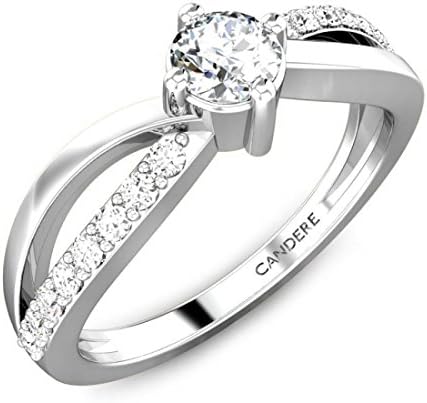 Candere 0.36 ctw Round Natural Diamond Sterling Silver Solitaire Engagement Ring (IGI Certified, I-J Color, SI1-SI2 Clarity)