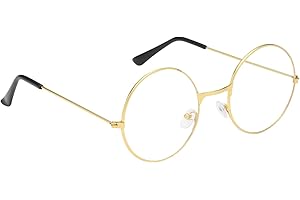 DEGPUM 100 Days of School Old Man Costume for Kids Gold Metal Round Glasses Gold Costume Glasses Old Man Costume Glasses Round Costume Glasses Fake Glasses for Kids 100th Day of School Eyeglasses