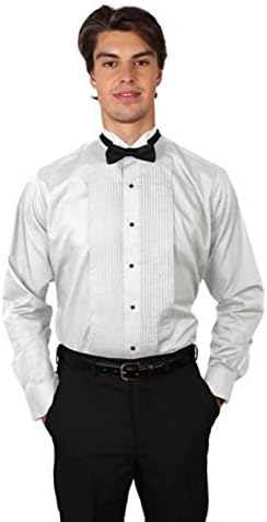 SixStarUniforms Men Tuxedo White Shirt with Wing Tip Collar - XXXX-Large-34 and Bow Tie Set