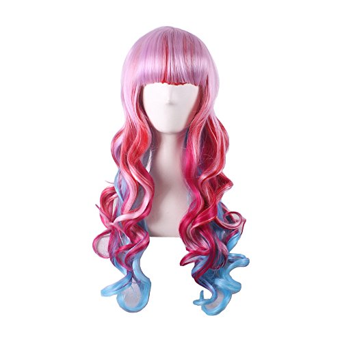 Ombre Cosplay Hair Wig For Women Long Wavy Colorful Anime Party Costume Full Wigs