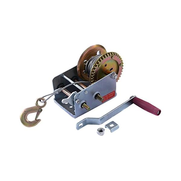 2000lb-1-Ton-Hand-Crank-Steel-Gear-Cable-Wire-Winch-Boat-ATV-Trailer-wHook