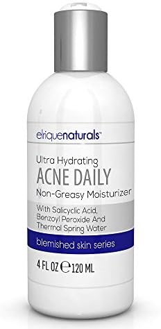 Acne Treatment Moisturizer For Acne Prone Skin - Acne Cream With Benzoyl Peroxide And Salicylic Acid - Large 4 OZ Value Size - Elrique Naturals Acne Facial Moisturizer