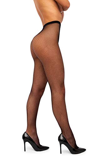 sofsy Fishnet Tights Pantyhose - High Waist Net Nylon Stockings - Lingerie [Made In Italy] Black 5 - X-Large