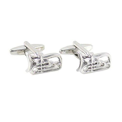 MENDEPOT Silver Tone Tuba Cufflinks With Gift Box Music Instrument Tuba Cuff Link