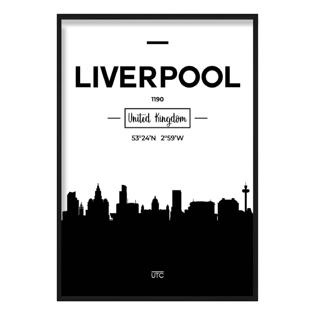 Artze Wall Art Liverpool City Skyline Cityscape Print Poster, A3 Size