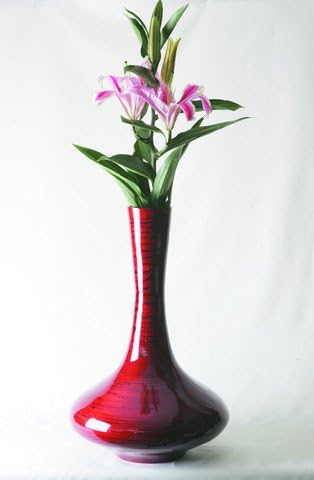 Tilnar Black Or Red Bamboo Mercury Floor Vase (Red)