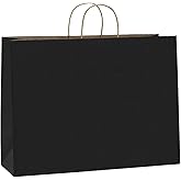 BagDream 25Pcs 16x6x12 Inches Kraft Paper Bags with Handles Bulk, Recycled Large Black Paper Gift Bags for Shopping, Retail, Grocery, Merchandise, Party Gifts
