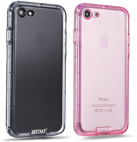 Toobe iPhone 7 Plus Case Clear Soft Ultra Slim Anti-Scratch Protective Armor Shock Absorbing Heavy Duty Shockproof Case Dropproof Protection With Tempered Glass,2PACK(1Black+1Pink)