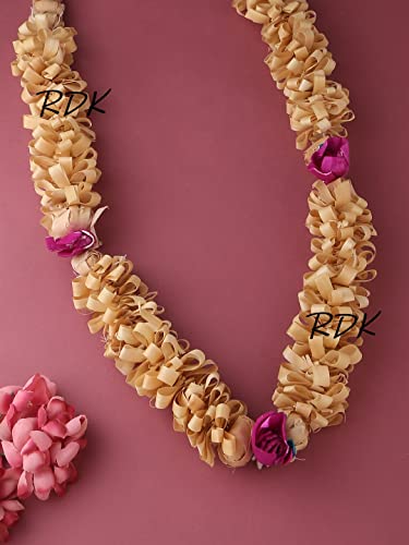 RDK Sandalwood Processed Photo Frame Mala Chandan Scented Wooden Chaal  Wooden Garland for Photos of Loved