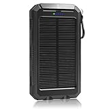 LANIAKEA Solar Charger 10000 mAh, Solar Power Bank with 2 LED Flashlight Dual USB Port Solar Panel Charger Portable for Outdoor Backup for iPhone, iPad, iPod, Cell Phone, Tablet, Camera, Black